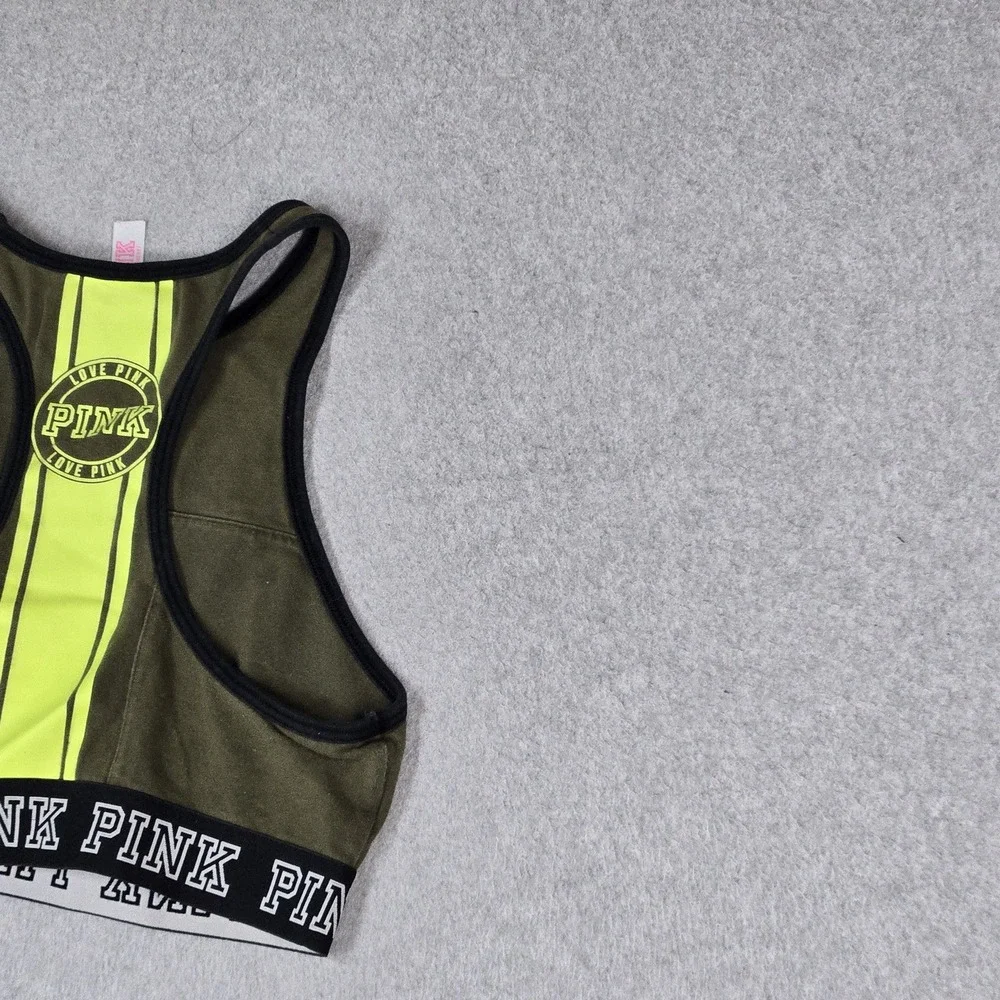 Victoria's Secret PINK Women Sports Bra Medium Olive Crop Wireless